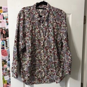 Talbots Colorful Paisley Button Down Shirt